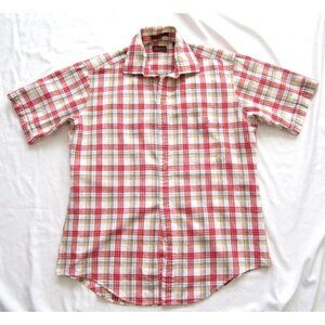 Vtg Men's John Weitz At Ease Linen Blend Button Up Short Sleeve Shirt Sz L-MT148